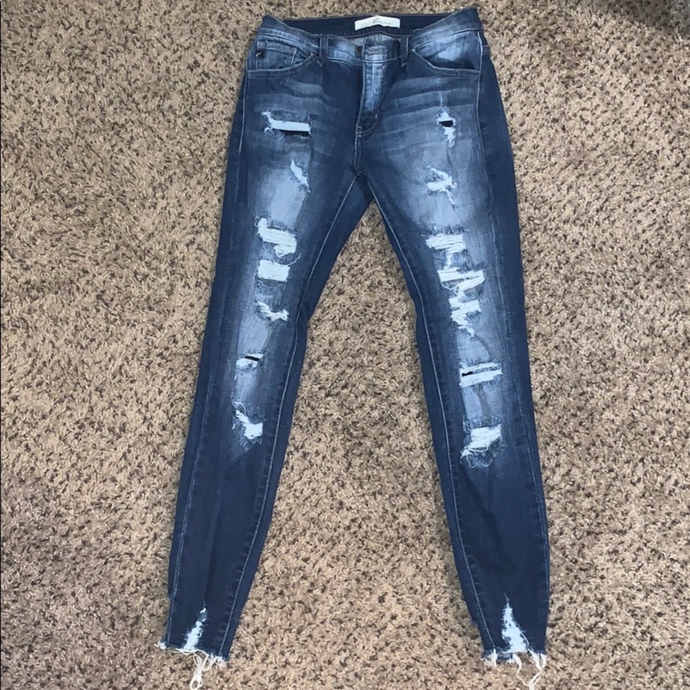 Kancan distressed skinny ankle jeans